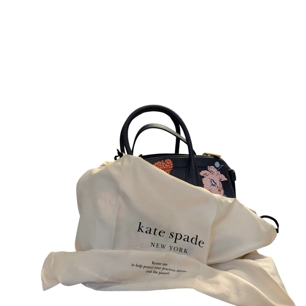 kate spade ♠️ Knott Dotty Floral Embossed Medium Zip-top Satchel bag purse Paris